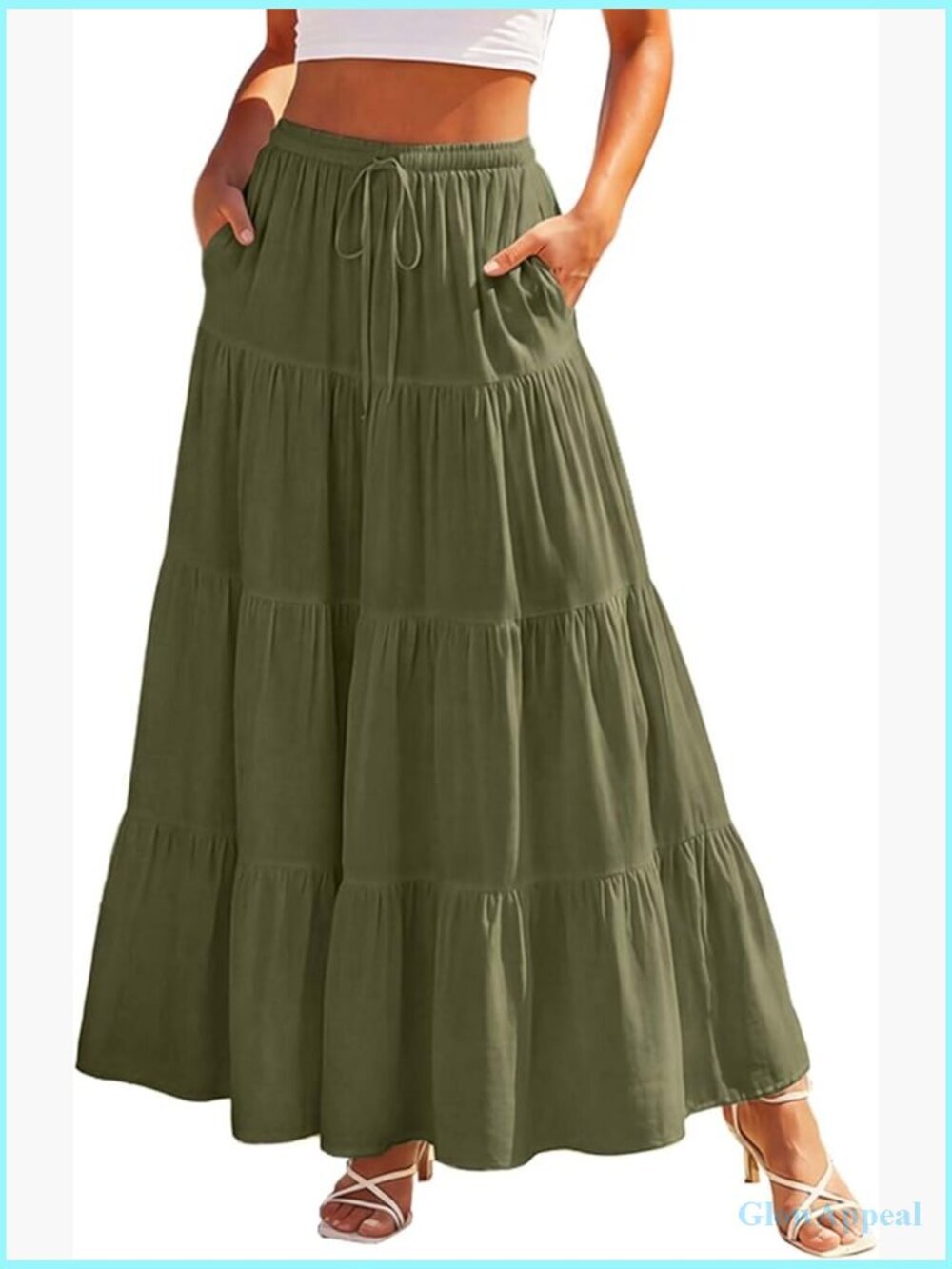 Flowy Boho Tiered Renaissance Maxi Skirt with Pockets